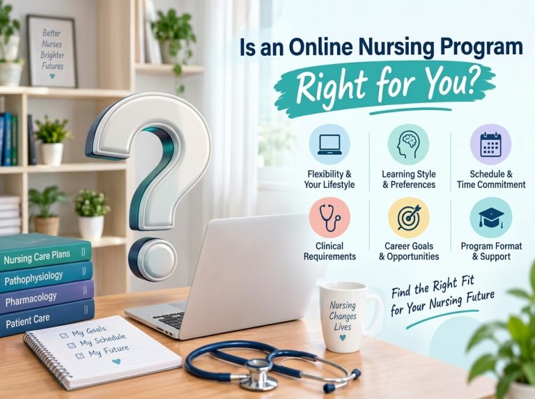 tudent considering whether an online nursing program is right for their career goals