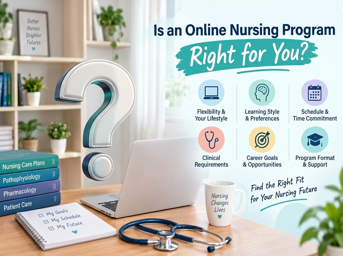 tudent considering whether an online nursing program is right for their career goals